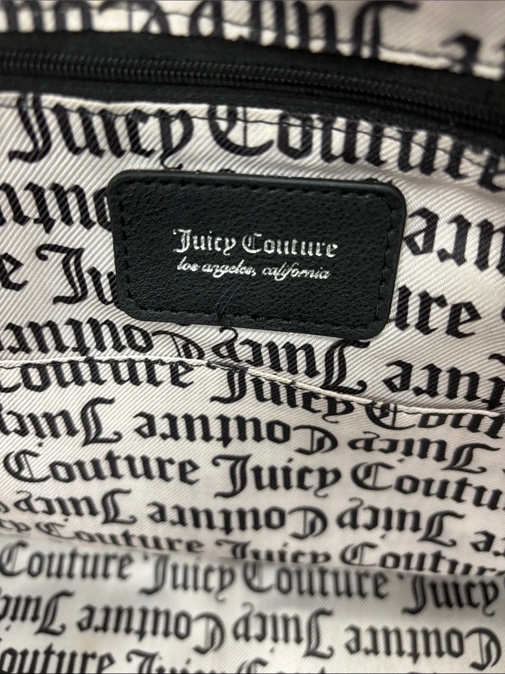 Juicy Couture Black Velour Weekender Bag with Pink Bow Charm